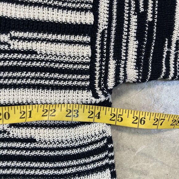 Eileen Fisher Sweater Womens Large Organic Printed Pullover Linen Blend Blk Wht - Picture 3 of 10